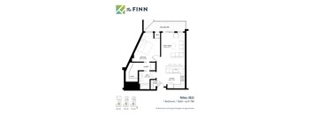 1 bedroom 1 bathroom Floor plan E at The Finn Apartments, St. Paul, MN 55116