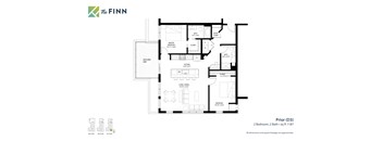 2 bedroom 2 bathroom Floor plan A at The Finn Apartments, St. Paul, MN