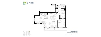 2 bedroom 2 bathroom Floor plan C at The Finn Apartments, St. Paul, Minnesota