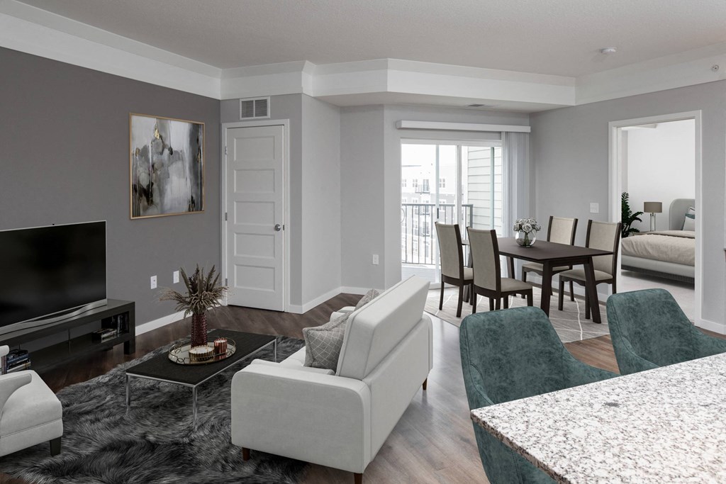 Living Room With Dining Area at The Edison at Woodbury, Woodbury Minnesota