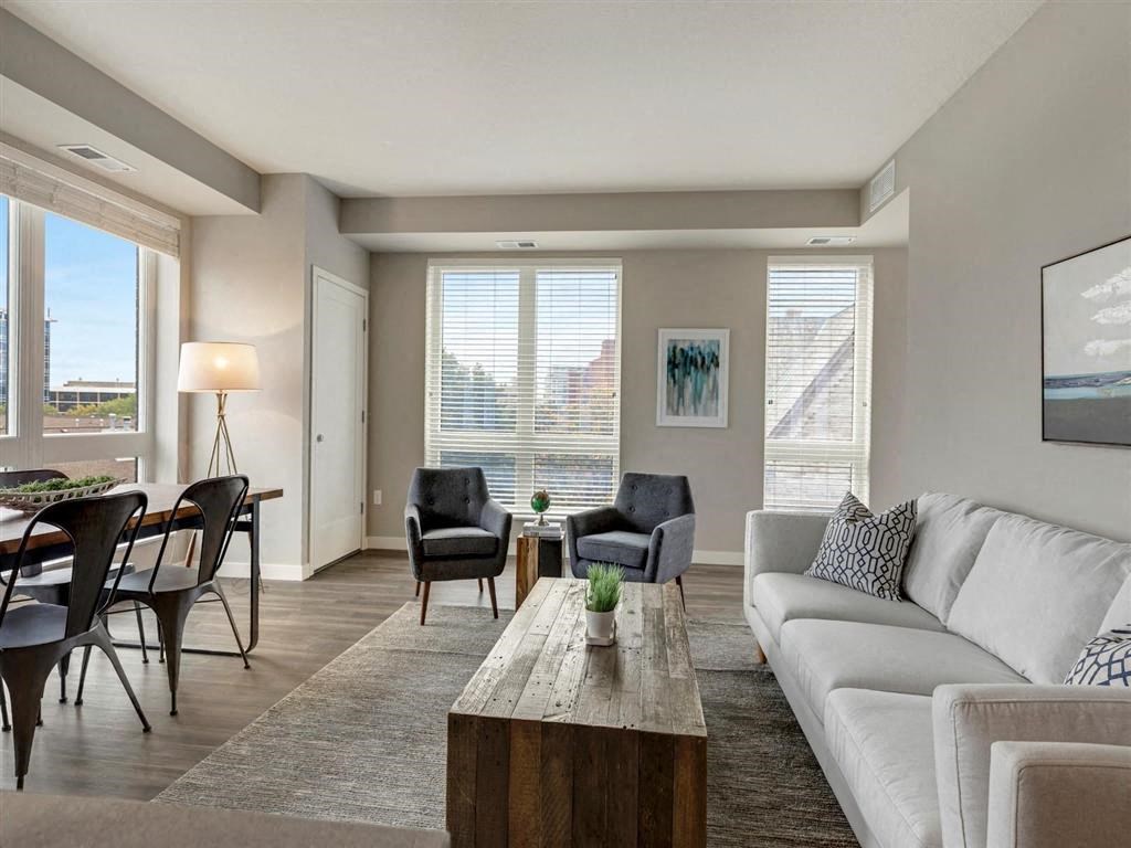 White sofa along with chairs at The M on Hennepin, Minneapolis, MN, 55414