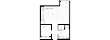 Teal Floor Plan at Viridium Apartments, Minneapolis, MN 55401
