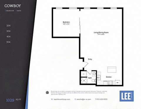 Cowboy Floor Plan at Lee Lofts, Minneapolis, 55401
