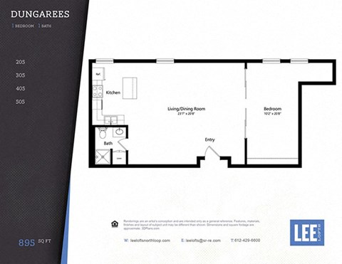 Dungarees Floor Plan at Lee Lofts, Minneapolis