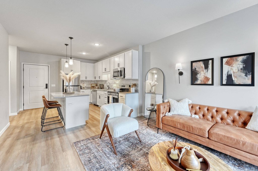Bright Living Room at Lochner Apartments, MN, 55110