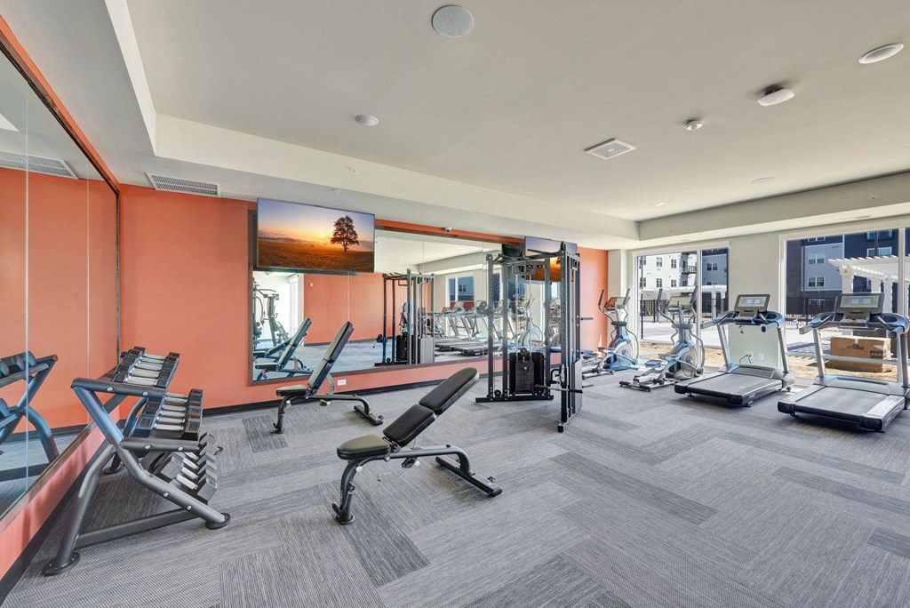 Fitness area at Lochner Apartments, White Bear Lake