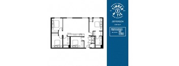 Jefferson Floor Plan at Timber & Tie Apartments, Minneapolis, MN, 55413