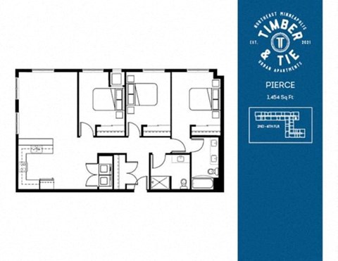 A floor plan for a property named Pierce is shown.