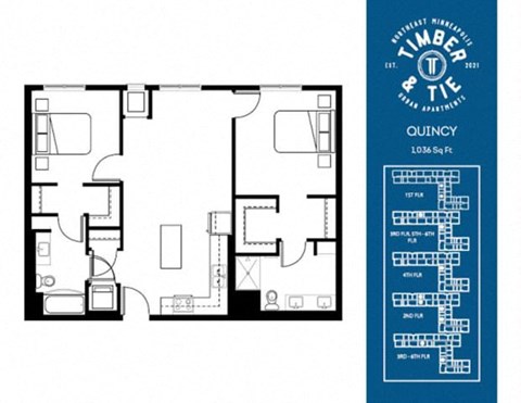 A floor plan for a Timber Tie Quincy apartment.