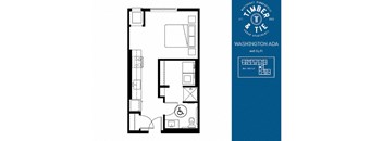 Studio ADA Floor Plan at Timber & Tie Apartments, Minneapolis, 55413
