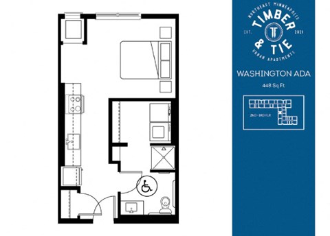 A floor plan for a Timber & Tile Washington Ada apartment.