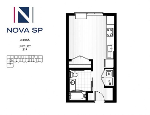 A floor plan of a Nova SP JENKS unit.