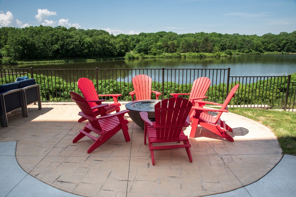 Patio Overlooking At Lake at Lake Jonathan Flats, Chaska, MN, 55318