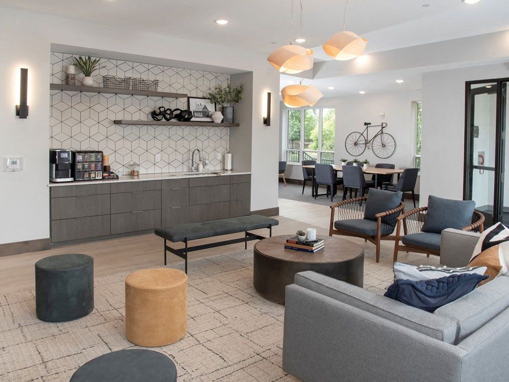 Urban Park II Lobby area with complimentary coffee barat Urban Park I and II Apartments, Minnesota