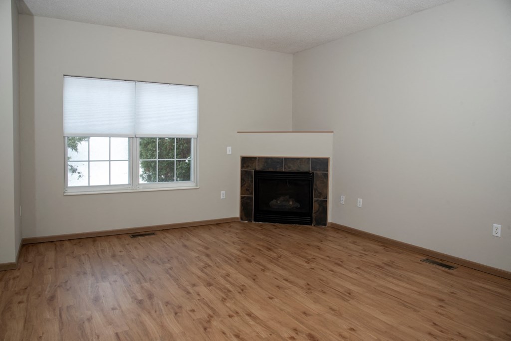 open living space with fireplace