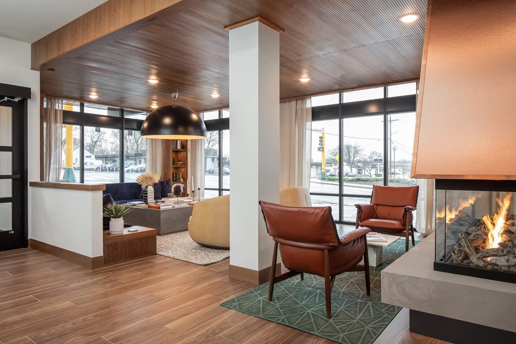 the lobby at the bradley braddock road station apartments