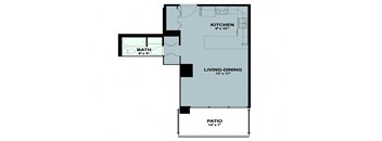the floor plan of a small house with a bedroom and a living room