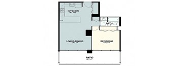a floor plan of a small house with a bedroom and a living room