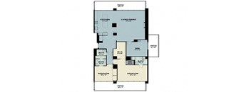 a floor plan of a two story house with a bedroom and a living room