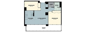 the floor plan of a small house with a bedroom and a living room