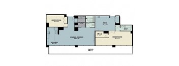 the floor plan of a bedroom floor plan with bedrooms and a living room