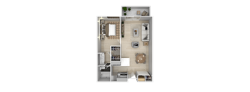 1 Bed 1 Bath 557sf Floor Plan at City View Apartments at Warner Center, Woodland Hills, CA 