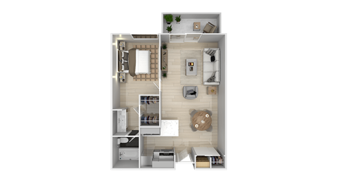 1 Bed 1 Bath 557sf Floor Plan at City View Apartments at Warner Center, Woodland Hills, CA