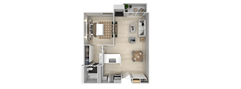 1 Bed 1 Bath 667sf Floor Plan at City View Apartments at Warner Center, Woodland Hills, CA 91367