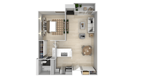 1 Bed 1 Bath 667sf Floor Plan at City View Apartments at Warner Center, Woodland Hills, CA 91367