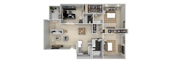 2 Bedroom 2 Baths Den Floor Plan at City View Apartments at Warner Center, Woodland Hills, CA 91367