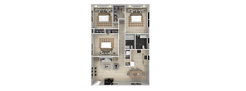 3 Bed Floorplan at Ocean Villas Apartments, Oxnard, 93033