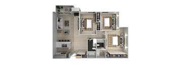 3 Beds 3 Baths Floor Plan at City View Apartments at Warner Center, Woodland Hills, CA