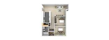 One bed One bath Floor Plan  at Skyline Heights LLC, Daly City, 94015