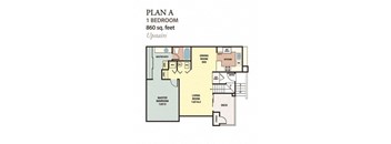 PlanA860 Floor Plan at The Resort at Encinitas Luxury Apartment Homes, California, 92024
