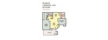 a floor plan of a house with bedrooms and baths  at The Resort at Encinitas Luxury Apartment Homes, Encinitas, California