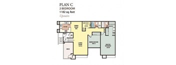 floor plan of the plan c 2 bedroom 1192 sq feet  at The Resort at Encinitas Luxury Apartment Homes, California