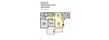 PlanE1001 Floor Plan  at The Resort at Encinitas Luxury Apartment Homes, Encinitas, California