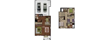 the floor plan of a house with two floors and a garage at The Vines at Riverpark, LLC, Oxnard, CA