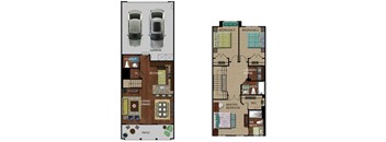 the floor plan of a house with a garage and a parking at The Vines at Riverpark, LLC, Oxnard, 93036