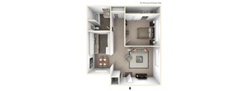 a 2d floor plan with a bedroom and a living room  at The Preston at Hillsdale, California
