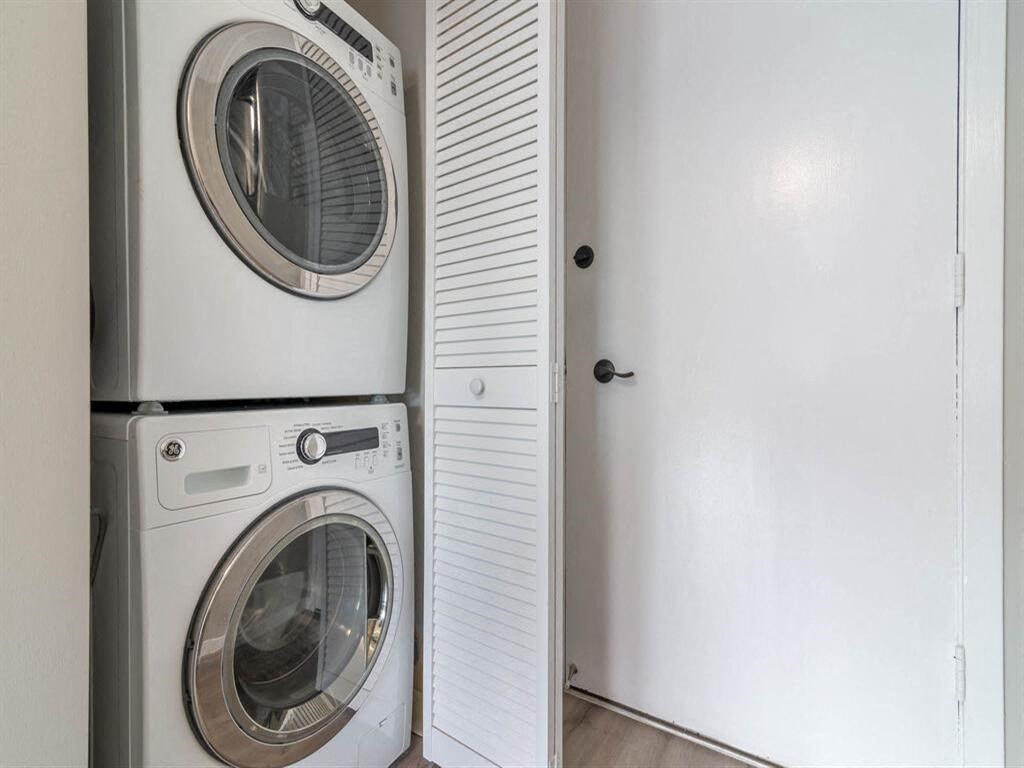 a washing machine and a dryer in a closet at The Pier at Sausalito, Sausalito, 91360