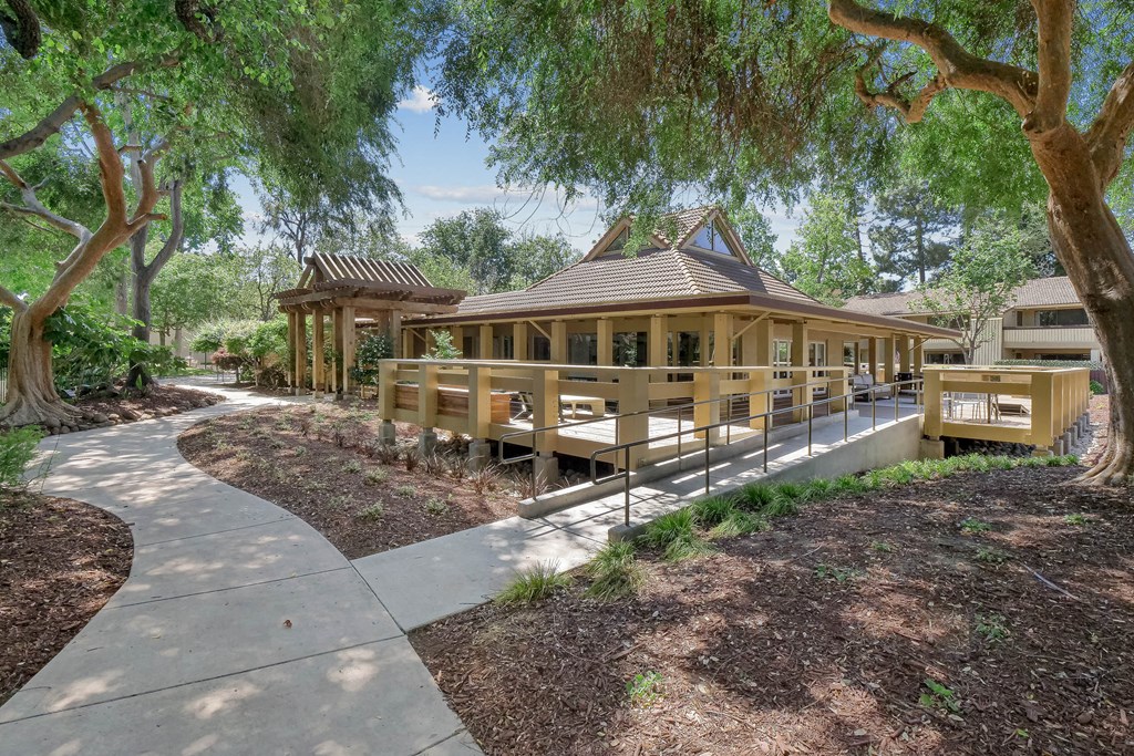 a group of spiked balls on top of a floor at Summerwood Apartments, California
