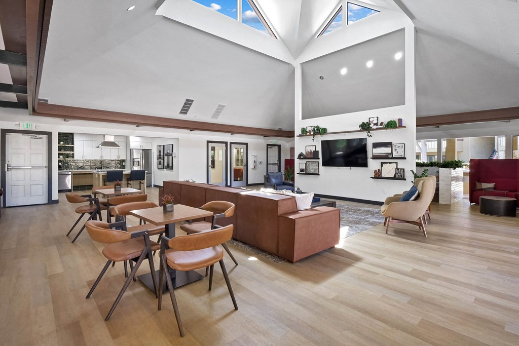 commons living room and dining area at Summerwood Apartments, Santa Clara, CA 95050