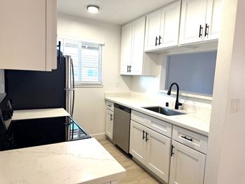 White Kitchen at Summerhill Place Apartments, California