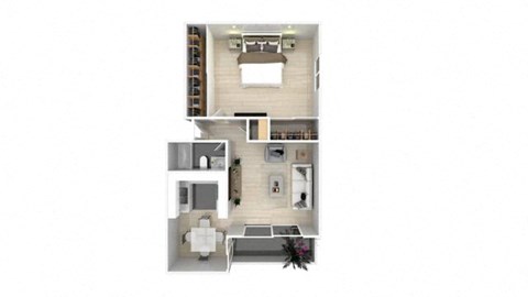 3d rendering of a 3 bedroom floor plan with an open living at Danville Park, California, 94526