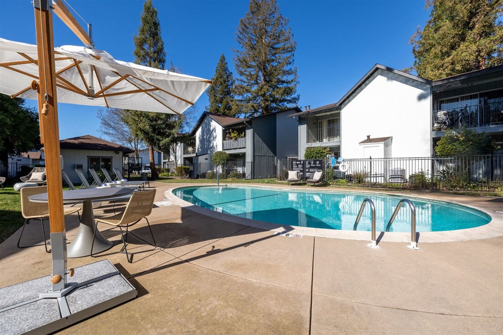 our apartments have a pool and a patio  at Danville Park, Danville, CA