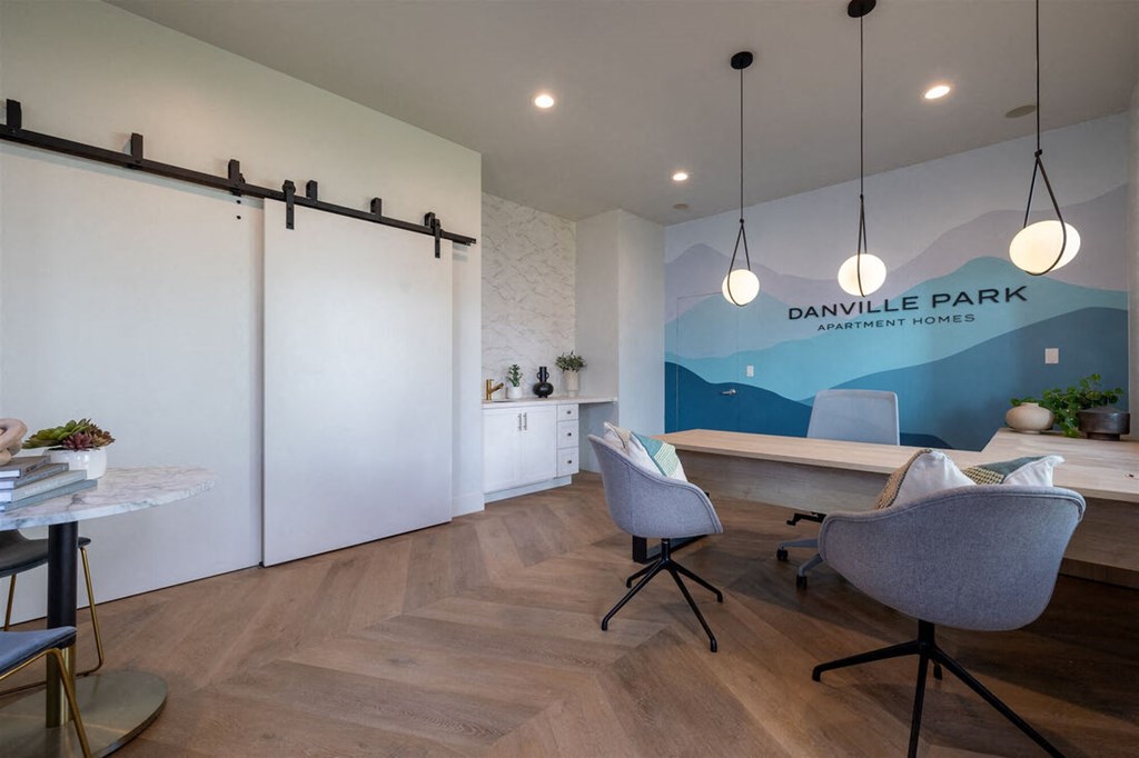 a dining room with a table and chairs  at Danville Park, Danville, CA