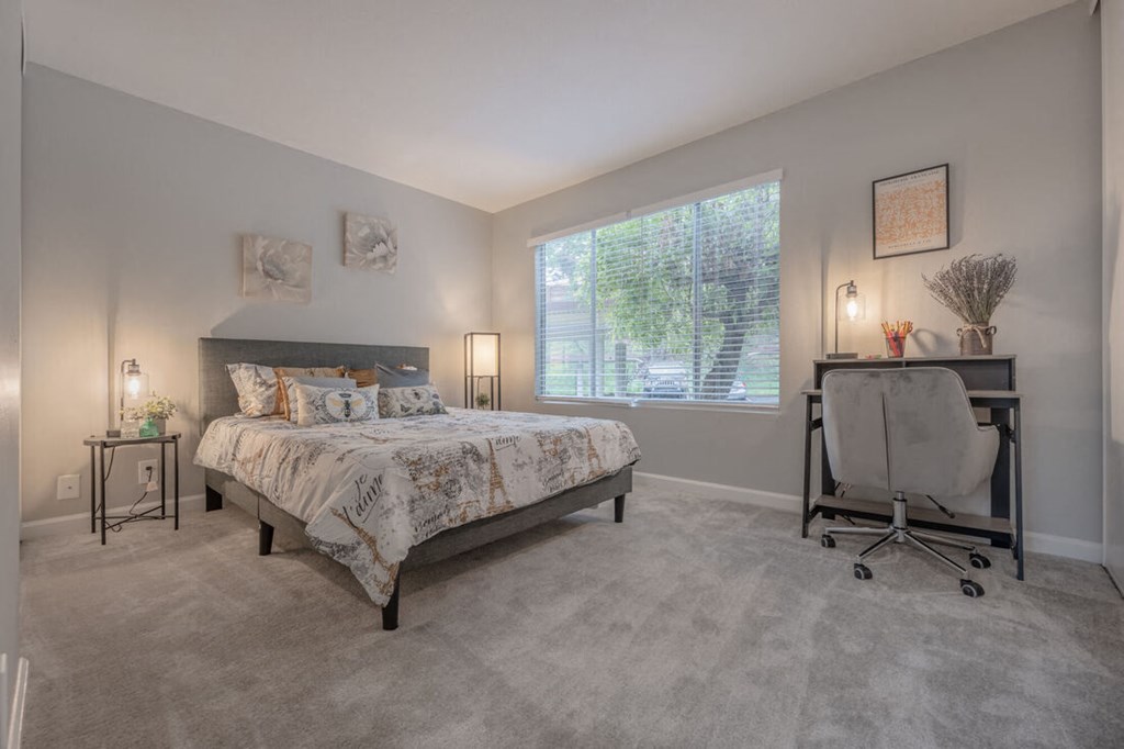 a living room with a couch and a large window at Danville Park, California