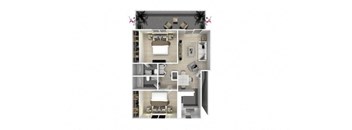 two bedroom two and a half bathroom floor plan  at Danville Park, Danville, CA