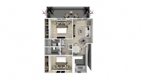 two bedroom two and a half bathroom floor plan  at Danville Park, Danville, CA